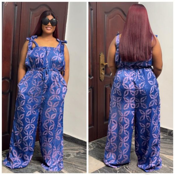 Barbz and co rtw Adire off shoulder romper/jumpsuit in purple mix 10/12/14/16 - Image 2