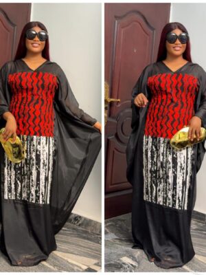 Barbz & co chiffon Ankara patch in red/white bubu 12/14/16/18