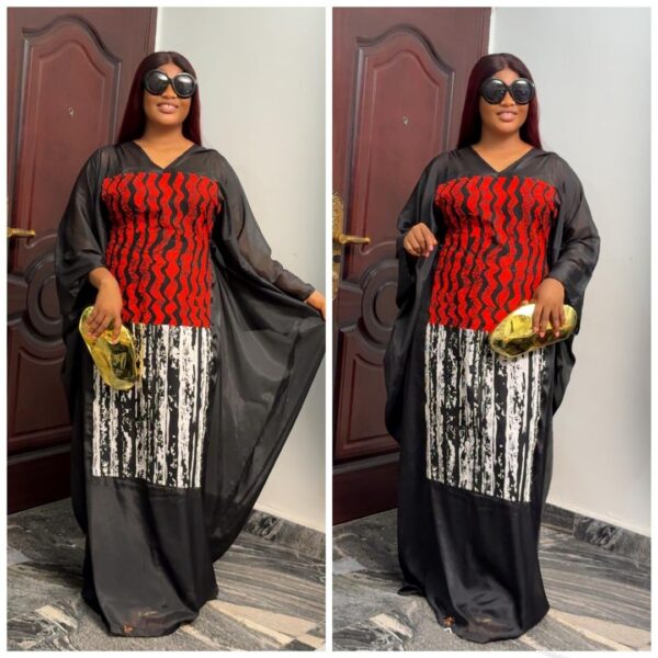 Barbz & co chiffon Ankara patch in red/white bubu 12/14/16/18