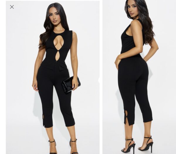 Fashionnova mia date night tank sleeveless Capri pant set in black XL