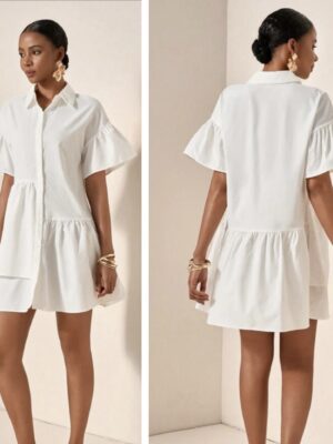 Shein shift girlie shirt dress in white 16