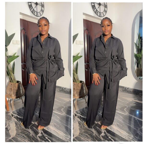 Barbz and co black silky two piece pant set
