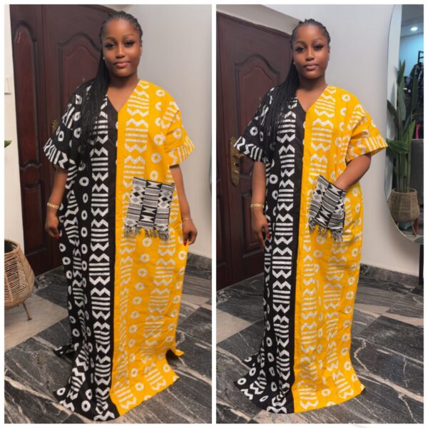 Barbz and co Ankara & akwete pocket vintage patch mix black/white & yellow 12/14/16/18 - Image 3