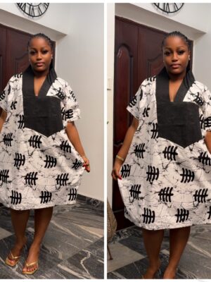 Barbz and co Ankara Naira black & white mini bubu with black asoke 10/12/14