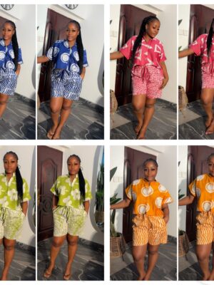 Barbz and co rtw two piece Adire short set collection  George style