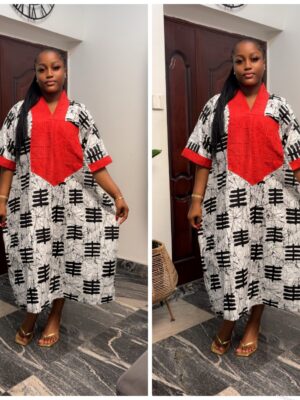 Barbz and co the rtw  Ankara naira white mini bubu with red Asoke 10/12/14/16