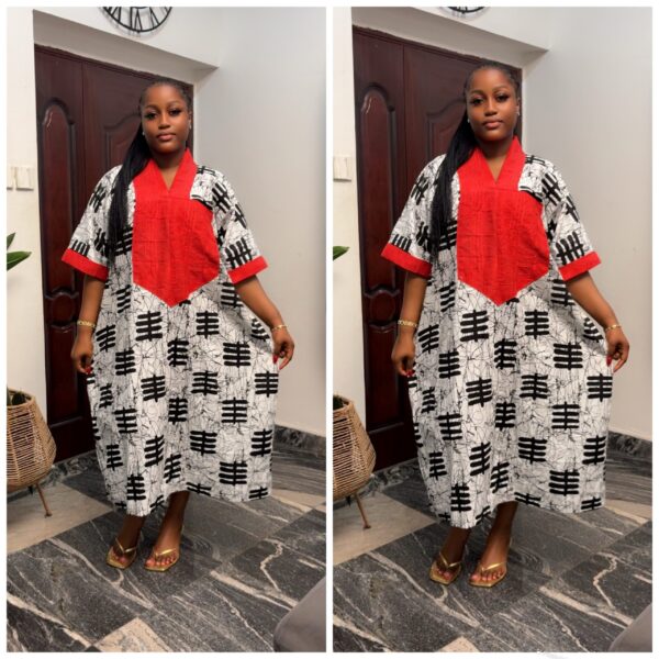 Barbz and co the rtw  Ankara naira white mini bubu with red Asoke 10/12/14/16