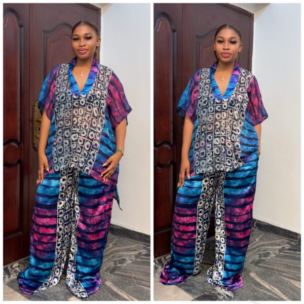 Barbz and co rtw silk & chiffon two piece set in purple blue multi color 12/14/16/18/20