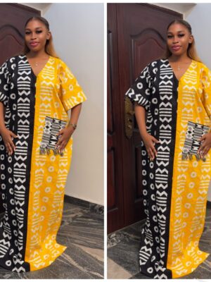Barbz and co Ankara & akwete pocket vintage patch mix black/white & yellow 12/14/16/18