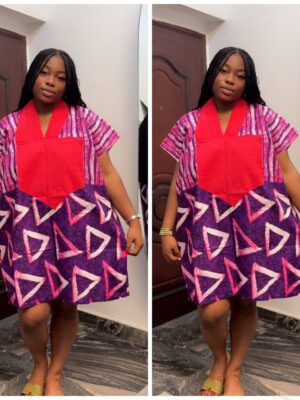 Barbz and co rtw Ankara triangle & stripe in purple & pink with black asoke 10/12/14