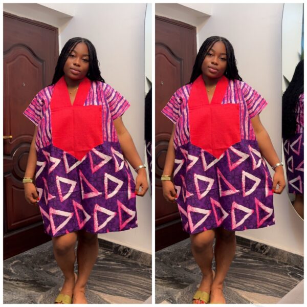 Barbz and co rtw Ankara triangle & stripe in purple & pink with black asoke 10/12/14
