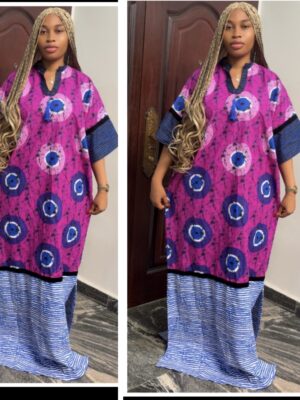 Barbz and co rtw Ankara purple mix straight bubu stripe mix with circle details 12/14/16/18