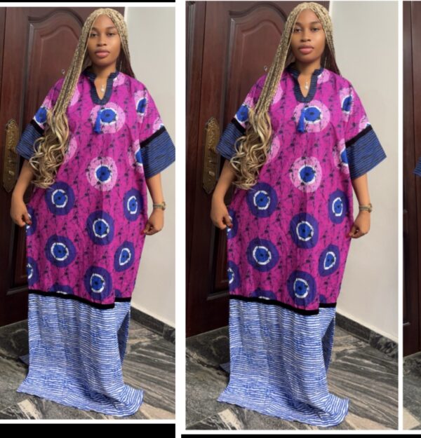 Barbz and co rtw Ankara purple mix straight bubu stripe mix with circle details 12/14/16/18