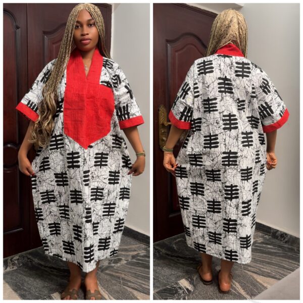 Barbz and co the rtw  Ankara naira white mini bubu with red Asoke 10/12/14/16 - Image 2