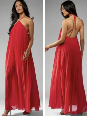 Missguided halter red maxi lush dress 12/14