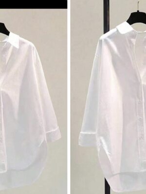 Shein long sleeve collar shirt in white 16