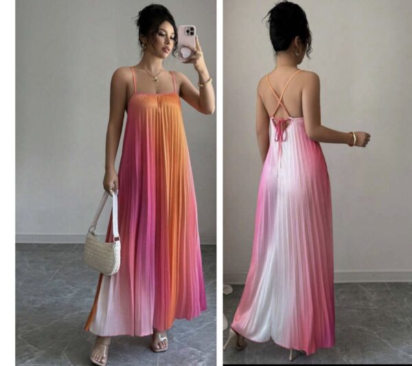 Shein cami multi color pinkish pleated dress 12/14