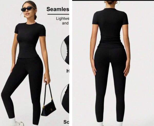 Shein two piece short sleeve sport set in black 16