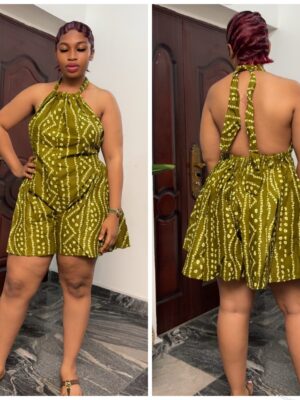 Barbz and co rtw  Ankara romper playsuit in olive green 10/12/14