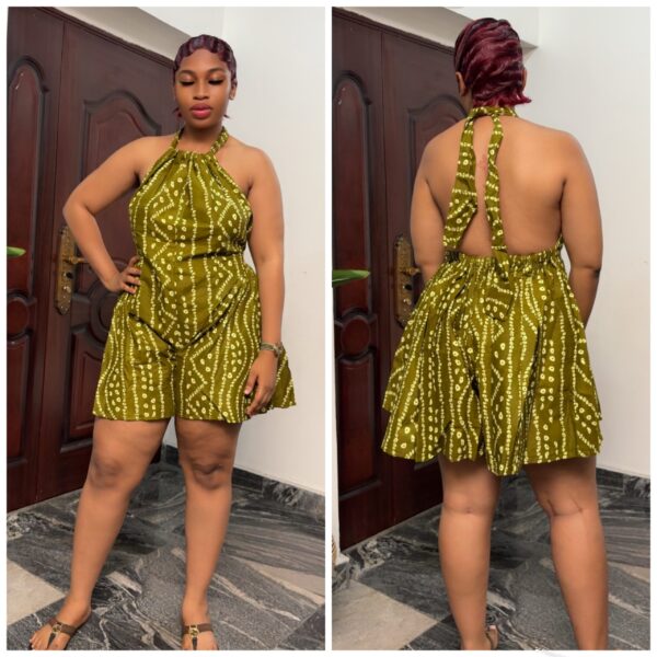 Barbz and co rtw  Ankara romper playsuit in olive green 10/12/14