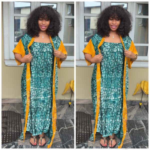 Barbz and co rtw Adirekimono and cami set in green with a touch of yellow 12/14/16
