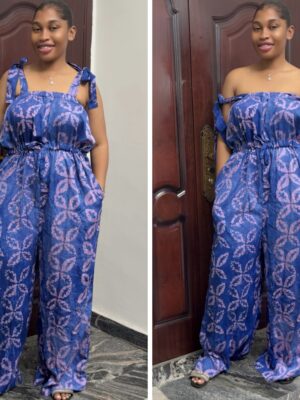 Barbz and co rtw Adire off shoulder romper/jumpsuit in purple mix 10/12/14/16