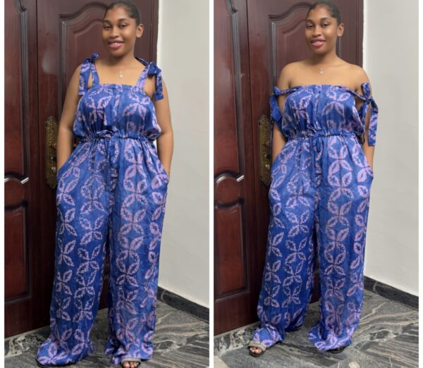 Barbz and co rtw Adire off shoulder romper/jumpsuit in purple mix 10/12/14/16