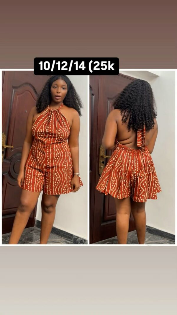 Barbz and co rtw  Ankara romper playsuit in  brown 10/12/14/16/18 - Image 2
