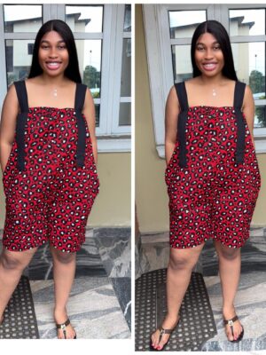 Barbz and co romper playsuit in red mix
