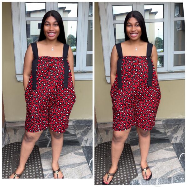 Barbz and co romper playsuit in red mix