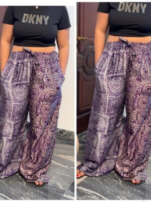 Barbz and co rtw mixed combo purple pattern Adire pattern palazzo pant 10/12/14