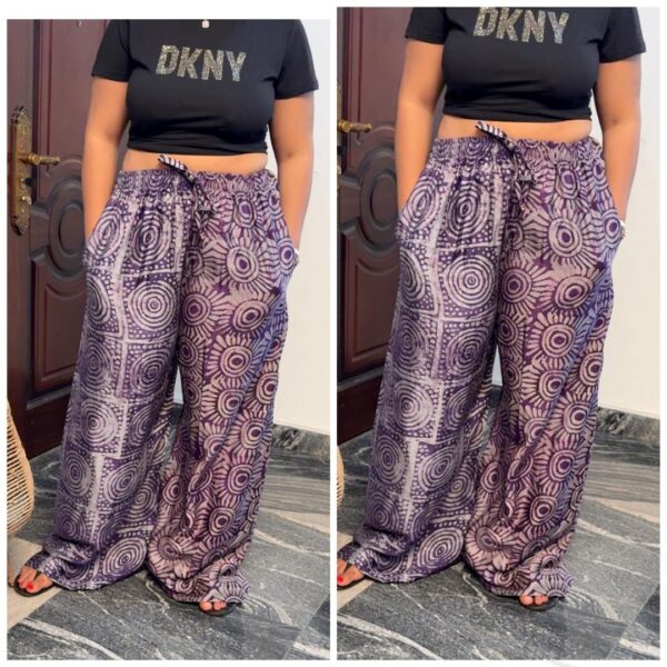 Barbz and co rtw mixed combo purple pattern Adire pattern palazzo pant 10/12/14
