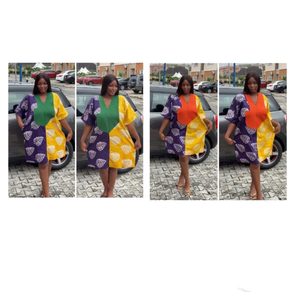 Barbz and co rtw leaf series in mini Adire collection  purple & yellow - Image 2
