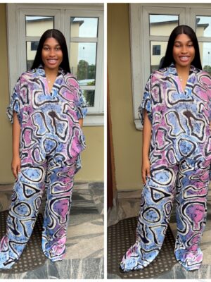 Barbz and co rtw  silk & chiffon sphere design blue/pink  14/16/18