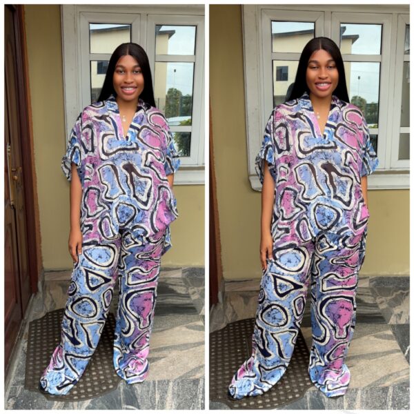 Barbz and co rtw  silk & chiffon sphere design blue/pink  14/16/18