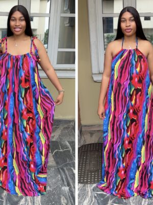 Barbz and co multi colorful halter neck backless dress  collection
