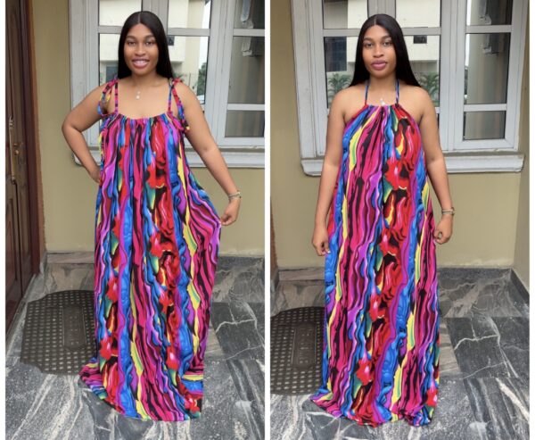 Barbz and co multi colorful halter neck backless dress  collection