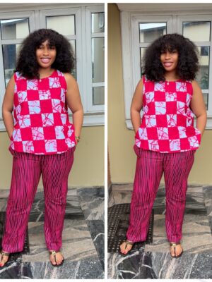Barbz and co rtw tank square pink pant set in pink & stripe 8/10/12