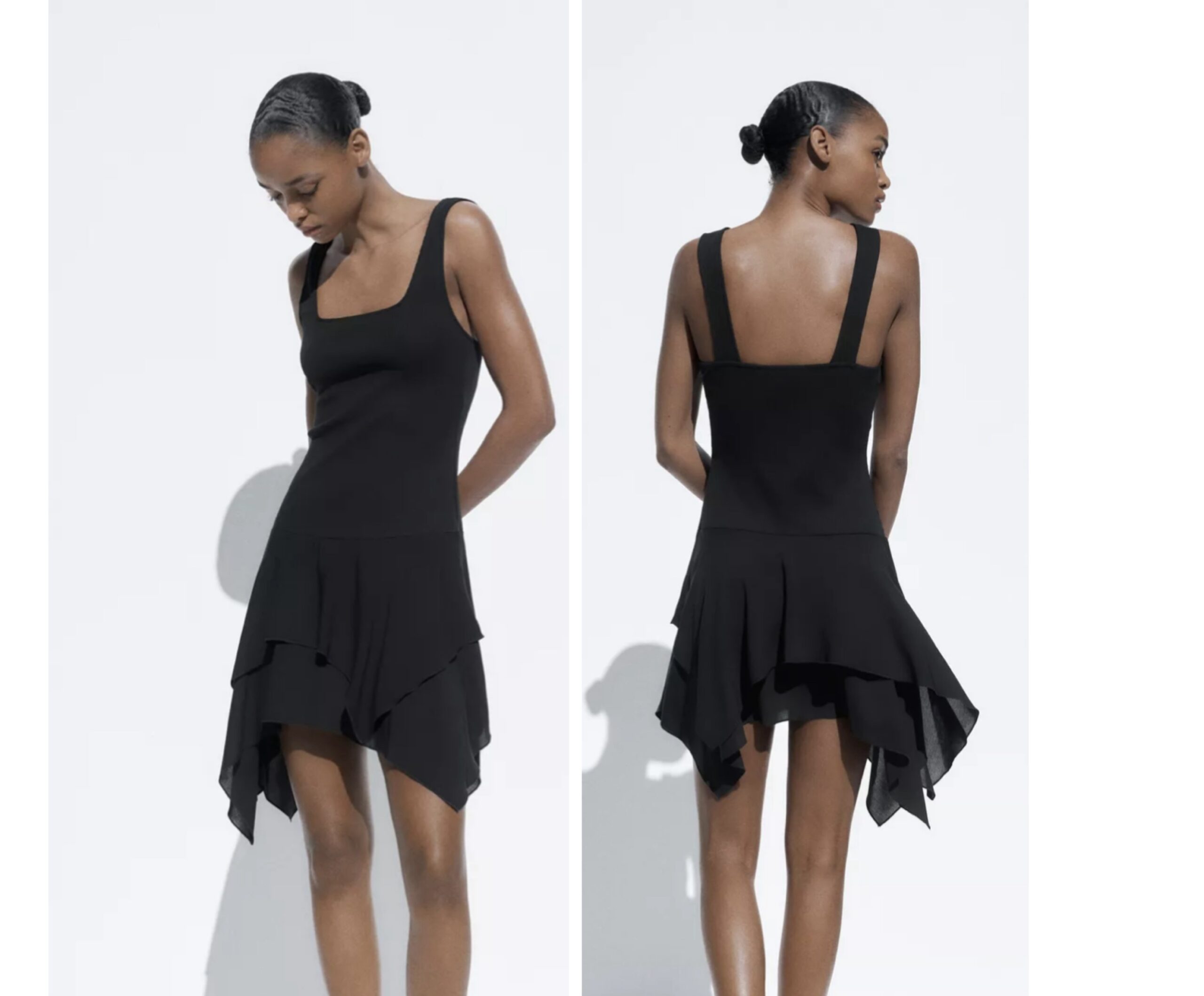 Zara Cami Dress Contrast Ruffle Dress In Black M | BarbzAndCo Zara Cami Dress Contrast Ruffle Dress In Black M | BarbzAndCo