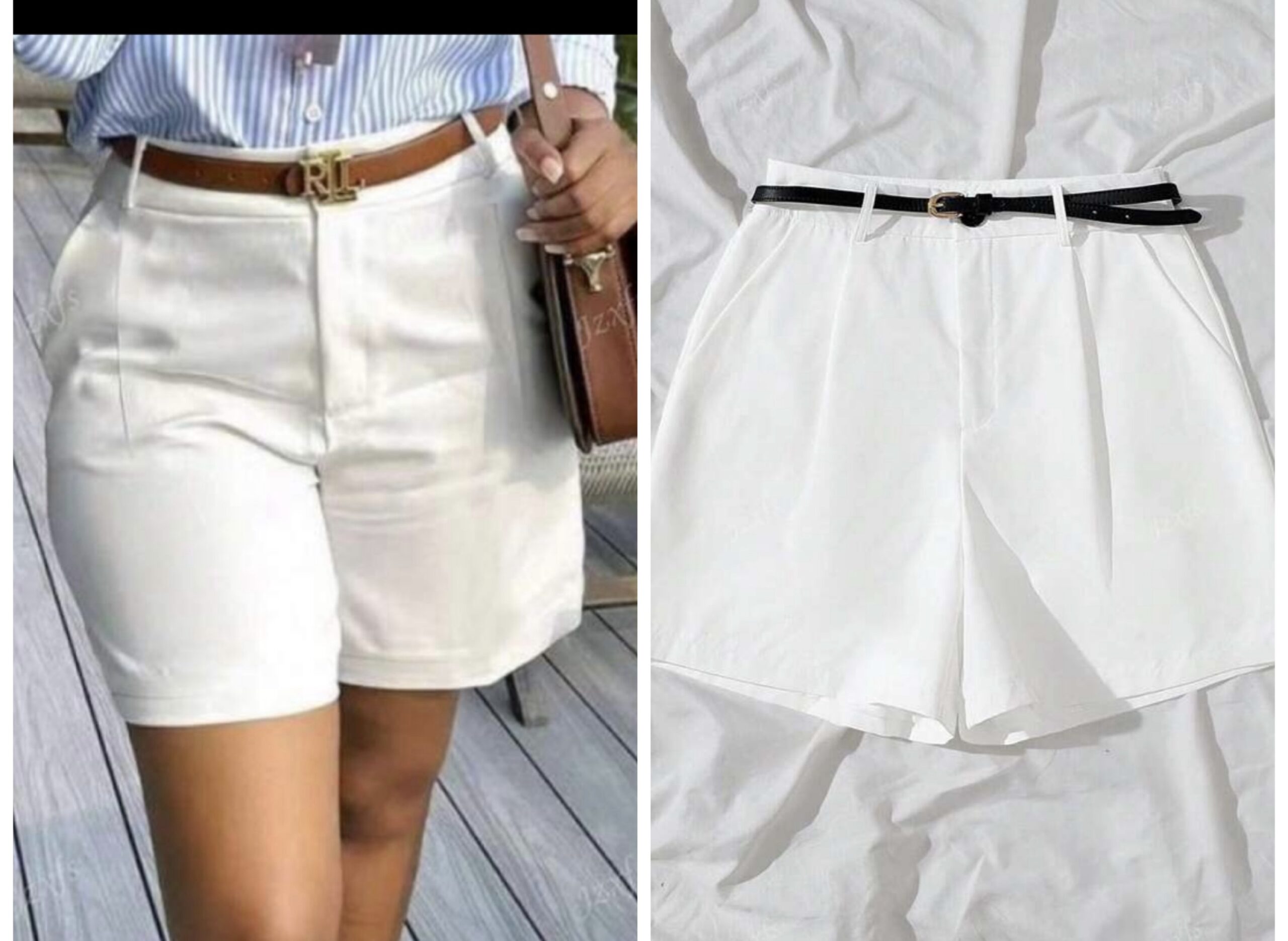 Shein A line short in white with black button 16