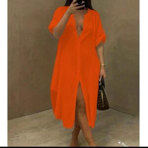 Shein plus solid shirt dress in orange