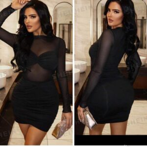 Shein mesh bra detail dress in black 12/14