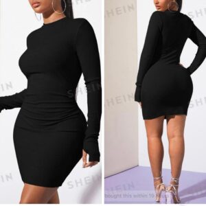 Shein mock neck long sleeve hawt thick dress in black 12/14