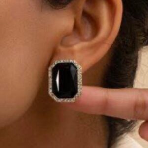 Shein  rectangle glitter white & black earrings