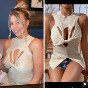 Shein front cut out twist sweater top in cream