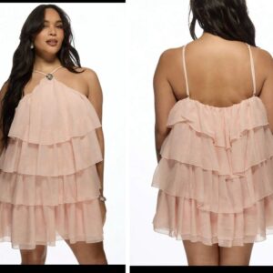 SHEIN halter party dress in nude 16