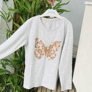 Primark big butterfly long sleeve in bright grey girl kids