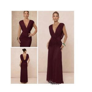 SHEIN  drape style classy regal maxi dress in maroon burgundy  M