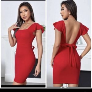 shein hot red open back red dress 12/14
