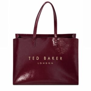 Ted baker purple gloss crinkle tote bag like burgundy red violet large size